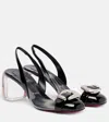 Christian Louboutin Minny Bubble 70 Buckled Glossed And Pvc Slingback Pumps In Black