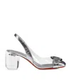 Christian Louboutin Minny Crinkled Leather Slingback Pumps 70 In Silver