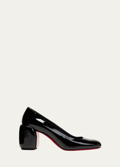 Christian Louboutin Minny Patent Red Sole Pumps In Blacklin Black