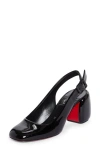 Christian Louboutin Minny Sling 70 Patent Leather Slingback Sandals In Black