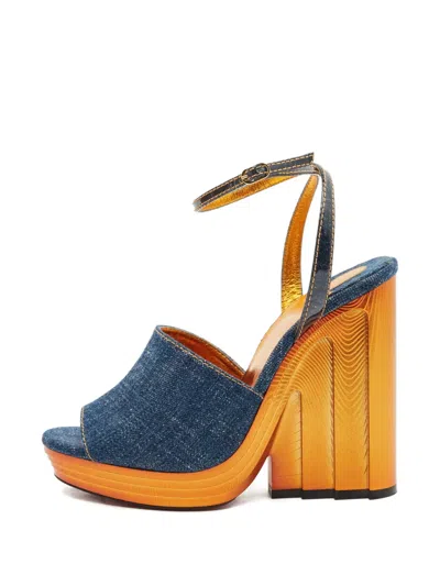 Pre-owned Christian Louboutin Mira Colunata Platform Sandals In Blue