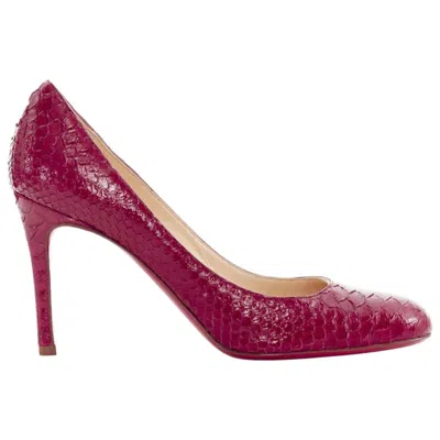 Pre-owned Christian Louboutin Miss Gena 85 Red Glossy Leather Round Toe Pumps Eu36.5