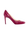 CHRISTIAN LOUBOUTIN MISS GENA 85 RED GLOSSY LEATHER ROUND TOE PUMPS