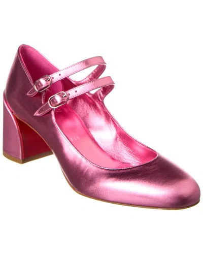 Christian Louboutin Miss Jane Red Sole Double-buckle Pumps In Pink