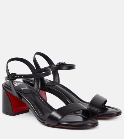 Christian Louboutin Black Leather Sandal For Women With Adjustable Strap And Contrasting Red Sole