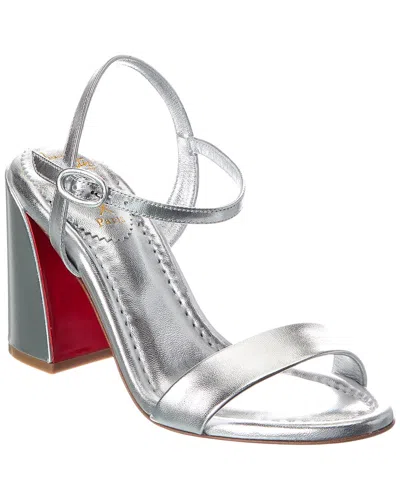 Christian Louboutin Miss Jane 85 Leather Sandal In Silver