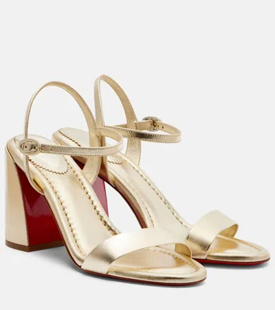 Christian Louboutin Miss Jane 85 Metallic Leather Sandals In Gold