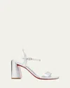 Christian Louboutin Miss Jane Metallic Red Sole Ankle-strap Sandals In Silver