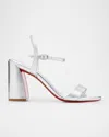Christian Louboutin Miss Jane Metallic Red Sole Ankle-strap Sandals In Silver