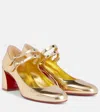 Christian Louboutin Miss Jane Mirrored Leather Mary Jane Pumps In Gold