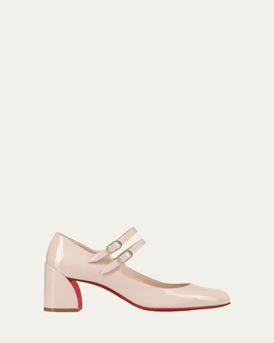 CHRISTIAN LOUBOUTIN MISS JANE PATENT RED SOLE PUMPS