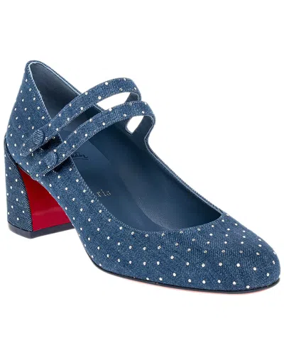 Christian Louboutin Miss Jane Plum Denim & Leather Pump In Blue