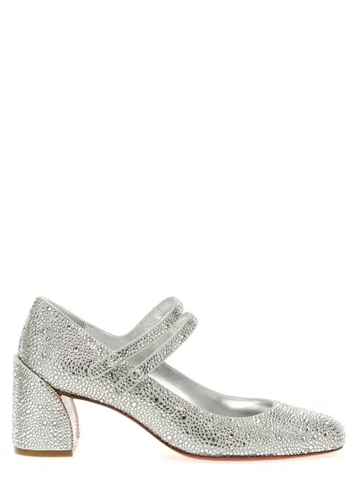 Christian Louboutin Miss Jane Strass 55 Crystal-embellished Suede Pumps In Silver