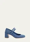 CHRISTIAN LOUBOUTIN MISS JANE STRASS RED SOLE MARY JANE PUMPS