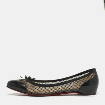 Pre-owned Christian Louboutin Miss Mix Size 41 Black Mesh And Patent Leather Ballet Flats