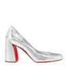 Christian Louboutin Miss Sab Crinkled Calf Leather Pumps 85 In Silver