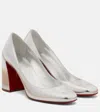 Christian Louboutin Miss Sab 85 Metallic Leather Pumps In Silver