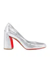 Christian Louboutin Miss Sab Crinkled Calf Leather Pumps 85 In Silver