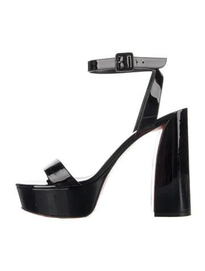 Pre-owned Christian Louboutin Miss Sabina 85 Patent Leather Sandals In Black