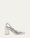 Christian Louboutin Miss Sab Crinkled Calf Leather Pumps 85 In Silver