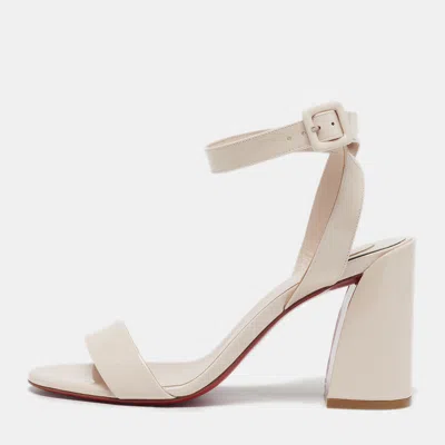 Pre-owned Christian Louboutin Miss Sabina Size 37 Pink Patent Leather Ankle Strap Sandals