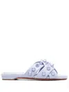 Christian Louboutin Criss-cross Straps Flat Leather Sandals In Purple