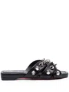 Christian Louboutin Miss Spika Flat Leather Sandals In Black