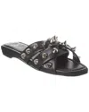 Christian Louboutin Miss Spika Flat Leather Sandals In Black