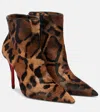 Christian Louboutin Miss Z 100mm Leopard Pony Hair Ankle Boots In Brown