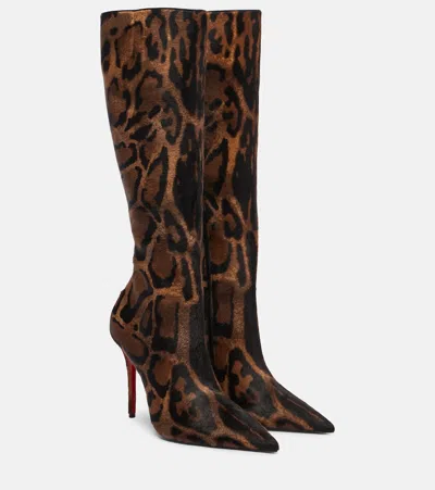 Christian Louboutin Miss Z 100 Calf Hair Knee-high Boots In Multi