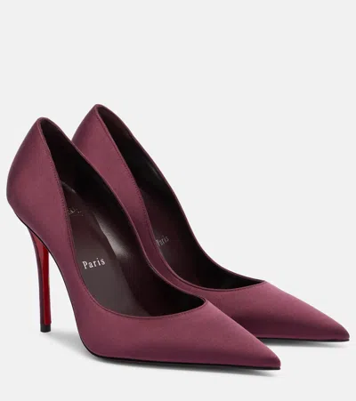 Christian Louboutin Miss Z 100 Crêpe Satin Pumps In Burgundy