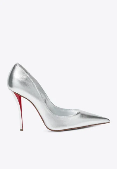 Christian Louboutin Miss Z 100 Laminated Leather Pumps In Metallic