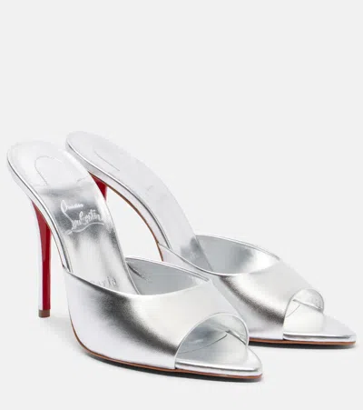 Christian Louboutin Miss Z 100 Metallic Leather Mules In White