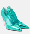Christian Louboutin Miss Z Metallic Leather Pump In Türkis