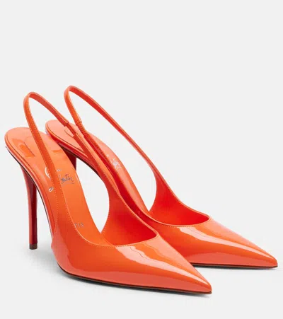 Christian Louboutin Miss Z 100 Patent Leather Slingback Pumps In Orange