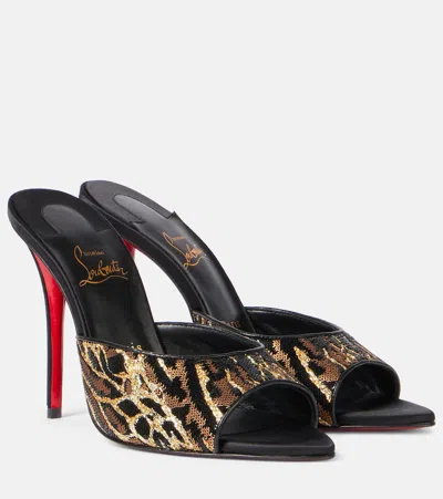 CHRISTIAN LOUBOUTIN MISS Z 100 SEQUINED SATIN MULES