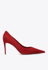 Christian Louboutin Kate Max 100 Velour Point-toe Pumps In Red