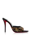 Christian Louboutin Miss Z Ocelot Lurex And Leather-trimmed Sequined Satin Mules In Multi
