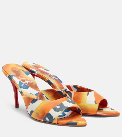 CHRISTIAN LOUBOUTIN MISS Z 80 COATED CANVAS MULES