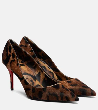 Christian Louboutin Miss Z 80 Leopard-printed Calf Hair Pumps In Brown