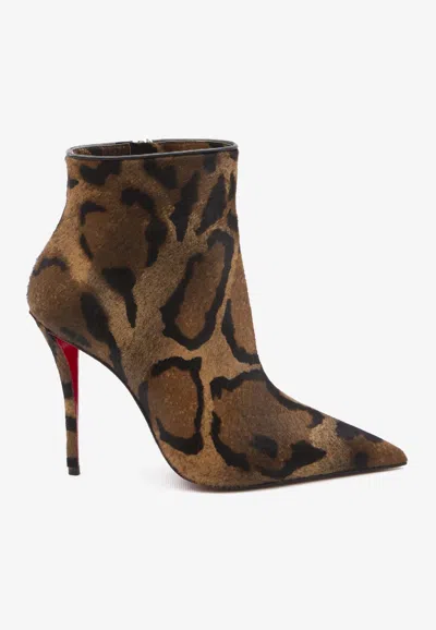 Christian Louboutin Miss Z 90 Animal Print Leather Ankle Boots In Brown
