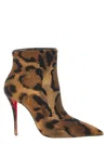 Christian Louboutin Miss Z 100mm Leopard Pony Hair Ankle Boots In Brown