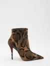 Christian Louboutin Miss Z 100mm Leopard Pony Hair Ankle Boots In Brown