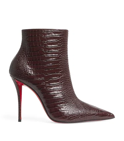 CHRISTIAN LOUBOUTIN MISS Z BOOTY ALLIGATOR-EMBOSSED LEATHER ANKLE BOOTS 100