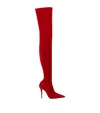 Christian Louboutin Miss Z Botta Alta Suede Over-the-knee Boots 100 In Red