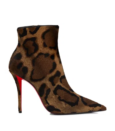 Christian Louboutin Miss Z Calf Hair Ankle Boots 100 In Brown