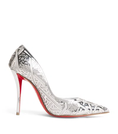 Christian Louboutin Miss Z Carouba Leather Pumps 100 In Silver