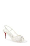 Christian Louboutin Miss Z Crystal Embellished Slingback Sandal In Version Ivory
