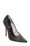 Christian Louboutin Miss Z Degrastrass Perla Mesh Nylon Pumps With Rhinestones In Black