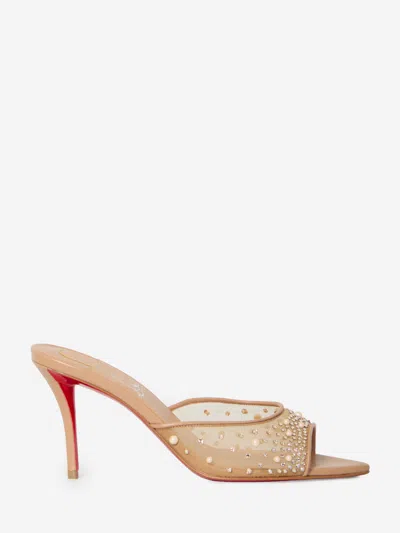 Christian Louboutin Miss Z Desgrastrass Pearl Mules In Beige